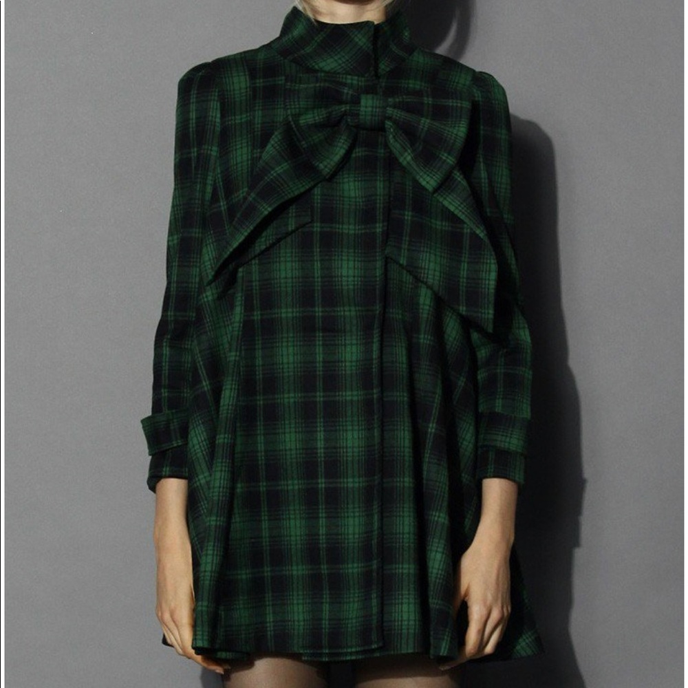 ChicWish Green Tartan Dolly Dress/Coat